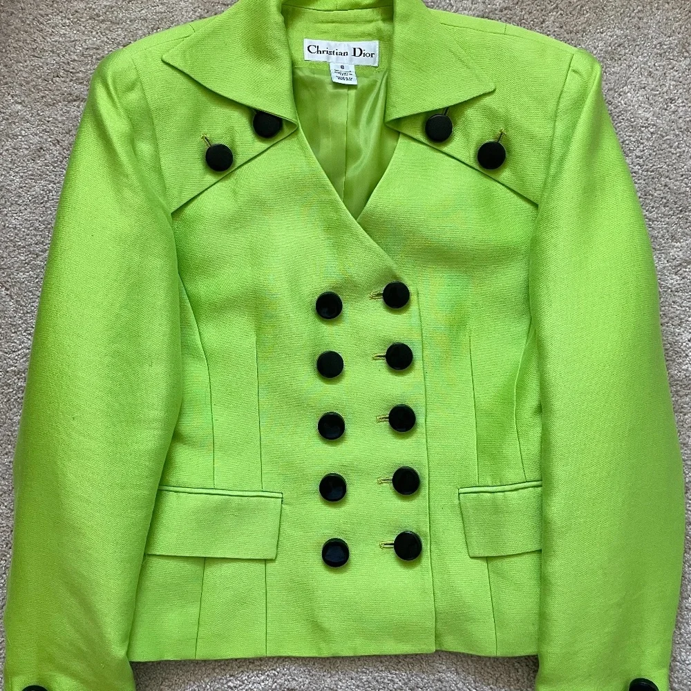 COPY - Vintage Dior Neon Green Blazer & Skirt - Size 8